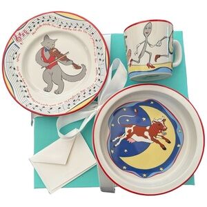 HP🎉TIFFANY & CO. Vintage “Hey Diddle Diddle”3 Piece Child Baby Feeding Set China